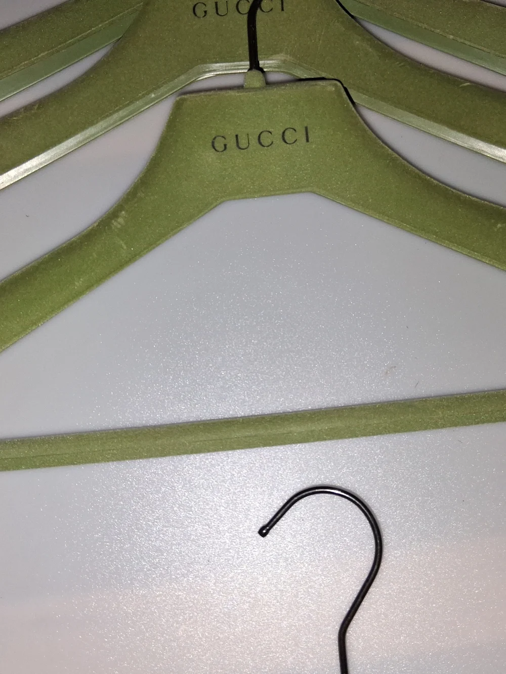 Gucci Velvet & Metal Hangers - Green  & Gold LOT OF 5